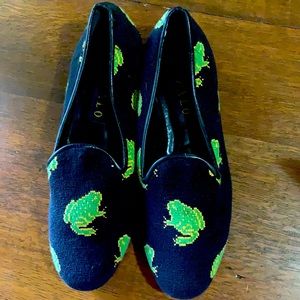 Vintage Zalo Needlepoint Frog Loafers Size 10